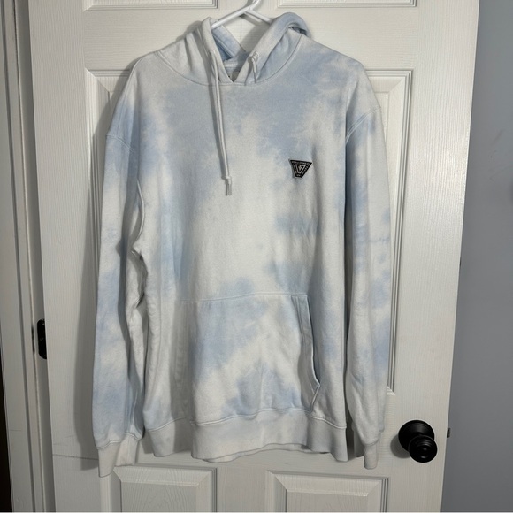 VISSLA hoodie, size large, pale blue and white tie dye, cotton blend, layer - Picture 1 of 11